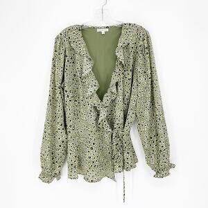 Ophelia Roe Long Sleeve Wrap Top Size Large